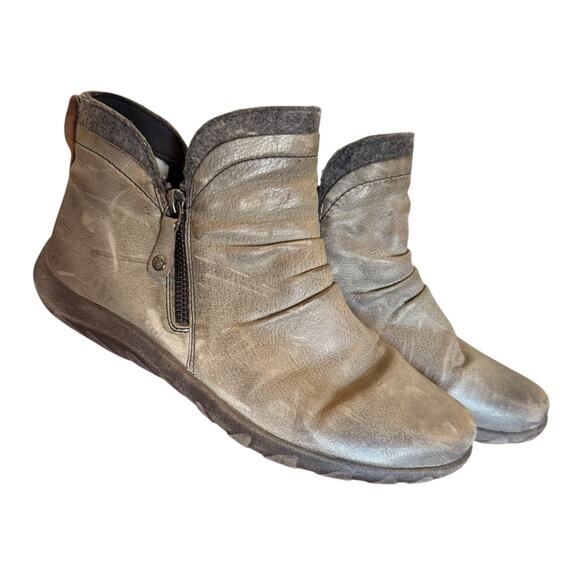 Cobb Hill by Rockport Medium Gray Leather Ruched Leather Bootie - Size 8.5 - Picture 1 of 9